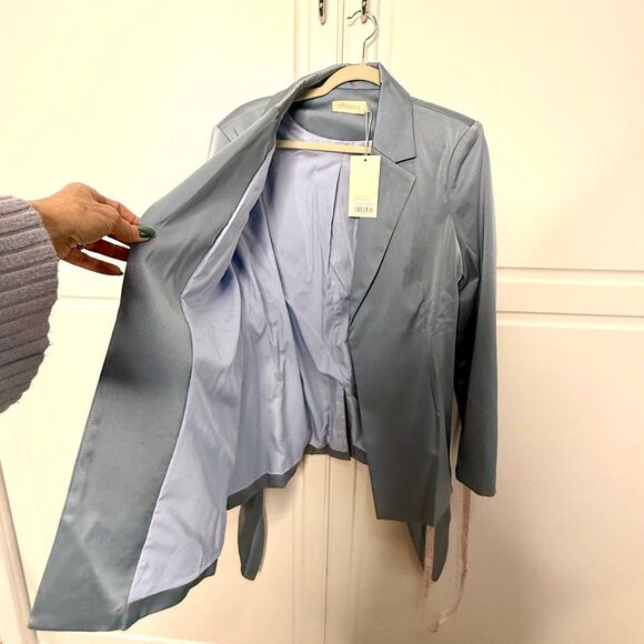 NWT choosy light blue, long-sleeved, belted blazer jacket. Size 12 - Picture 4 of 11